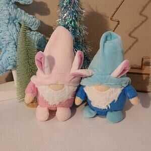 Easter gnome pink & blue pair with bunny ears holiday cute decor stuffies toy